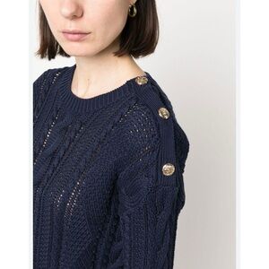 Ralph Lauren Woman Aran-Knit Cotton Navy Blue SP